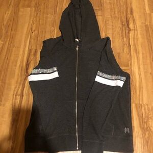 Victoria's Secret Charcoal Hoodie with Leaf Charm
